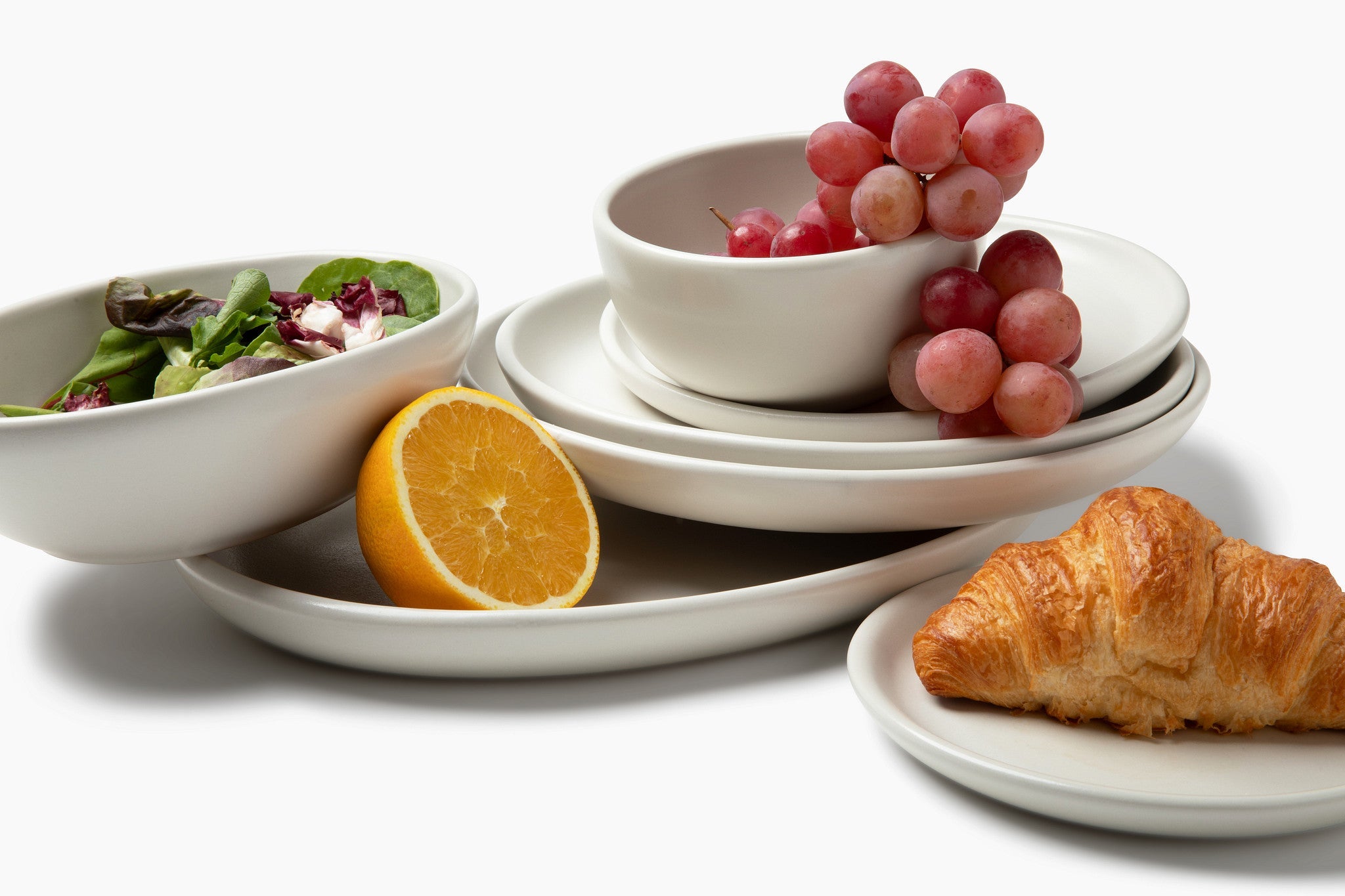 HF Coors Matte White dinnerware collection — handcrafted ceramic plates, bowls, and mugs made in Tucson, Arizon