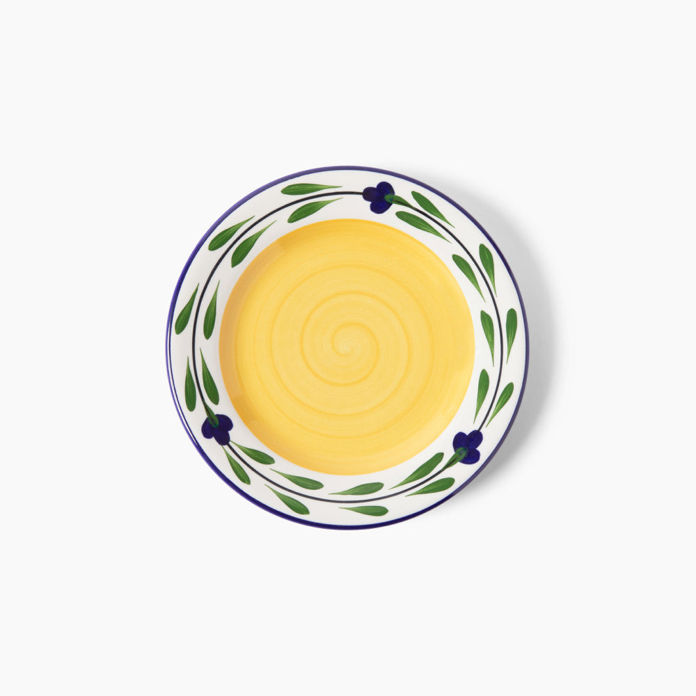 Dessert Plate Set - Set of 4 - White & Yellow & Blue & Green | Bella Flora