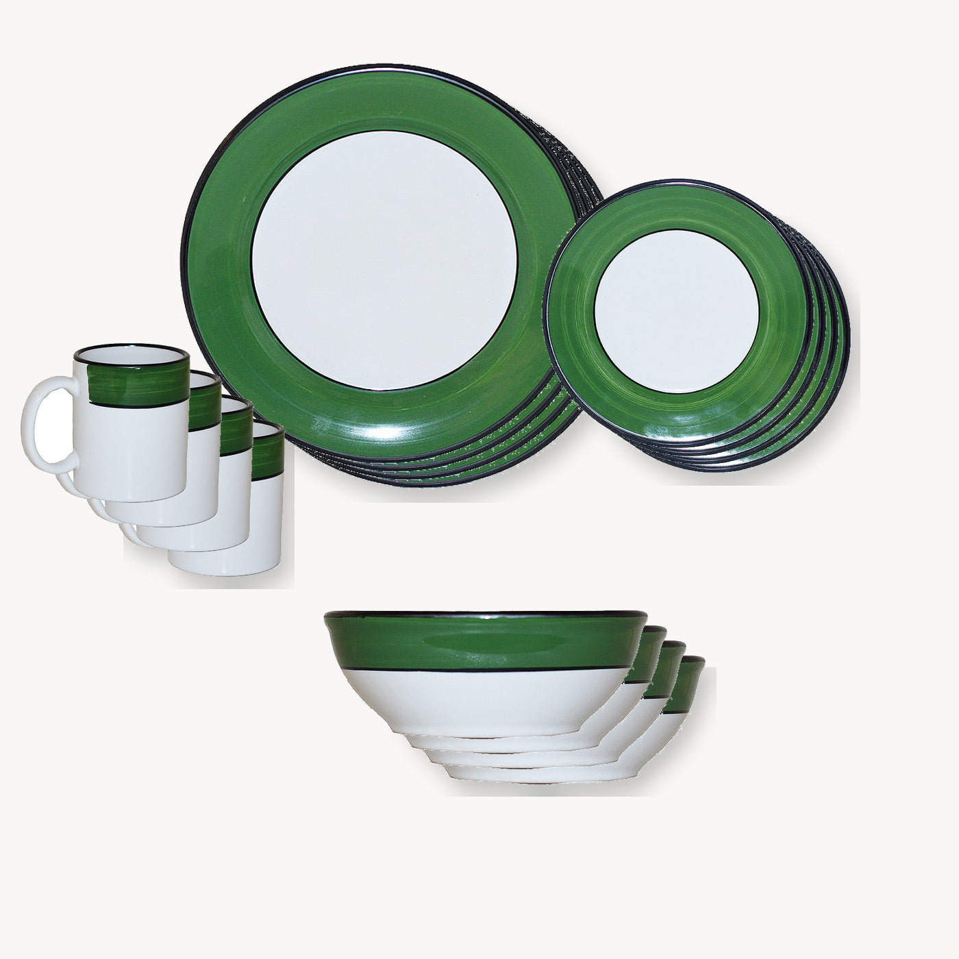 Holiday Spree Green 16-piece dinnerware set made by HF Coors