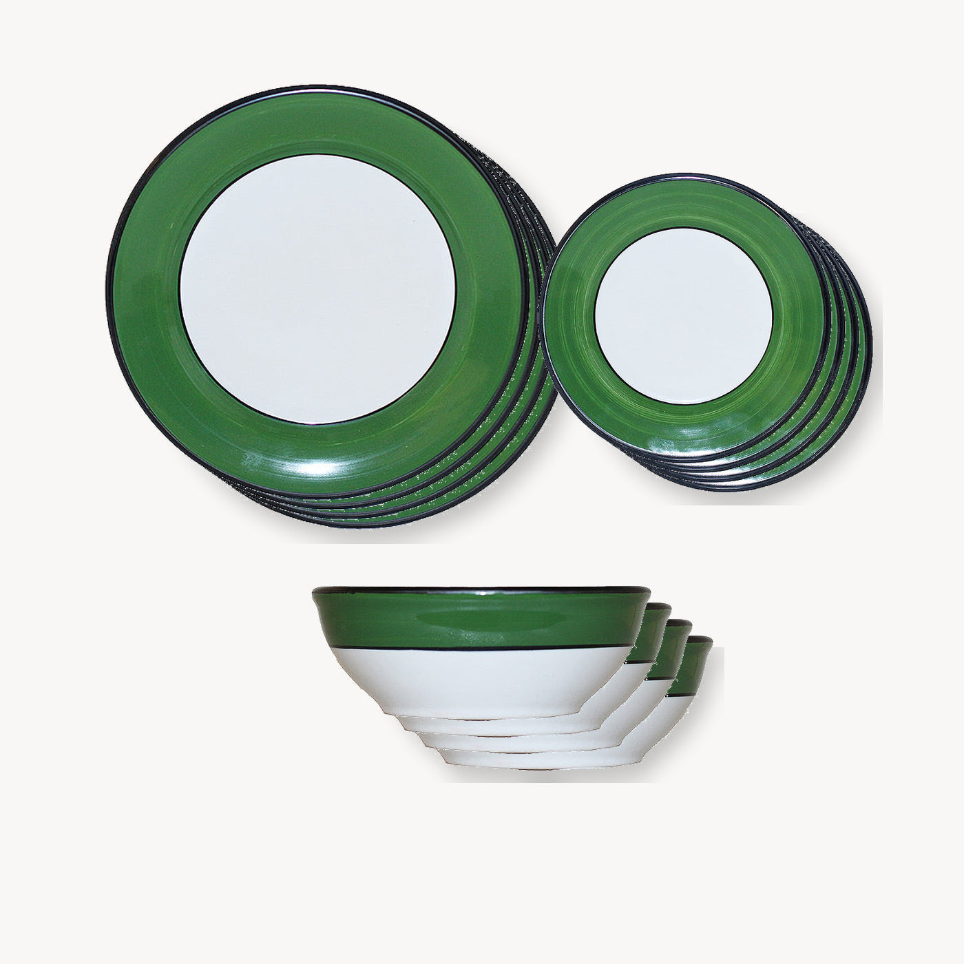 Holiday Spree Green 12-piece dinnerware set made by HF Coors