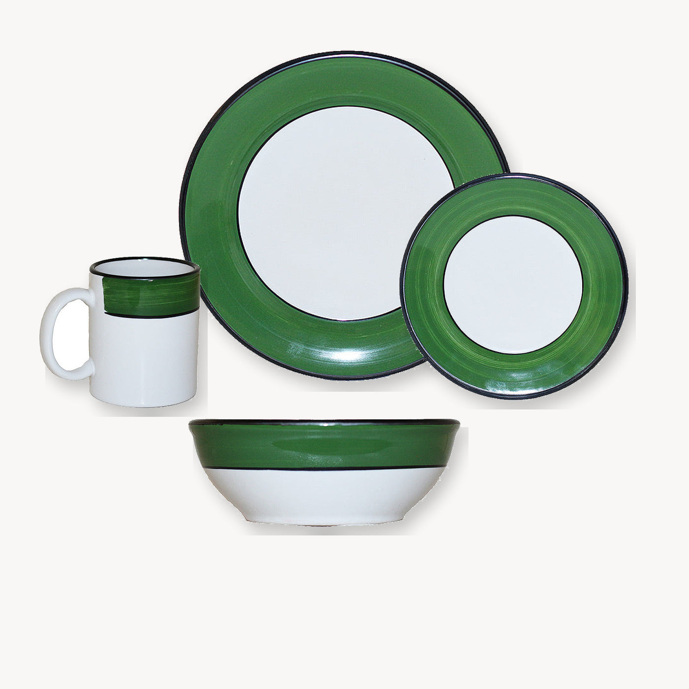 Holiday Spree Green 4-piece dinnerware set made by HF Coors