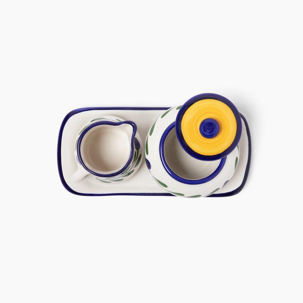 Sugar and Creamer Set - White & Yellow & Blue & Green | Bella Flora