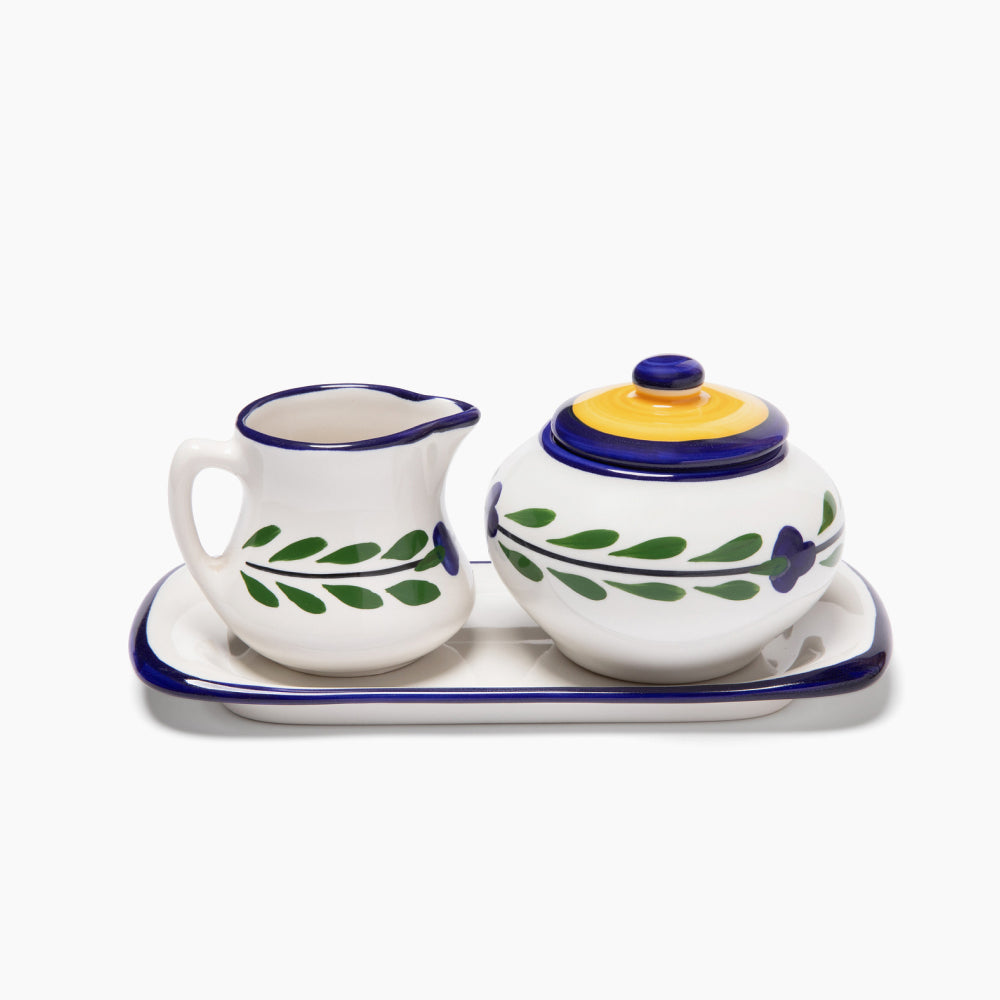 Sugar and Creamer Set - White & Yellow & Blue & Green | Bella Flora