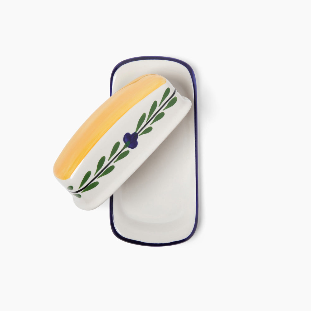 Yellow & White Butter Dish | Bella Flora