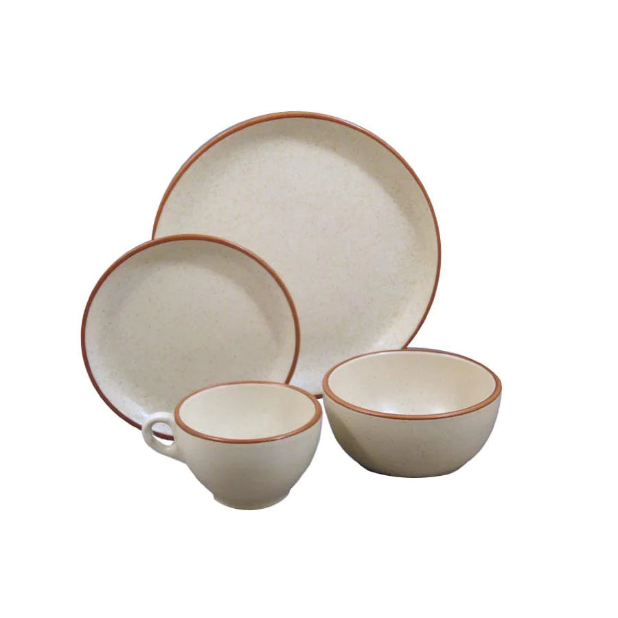 Dinnerware Set - 16 piece -Beige & Brown | Della Terra