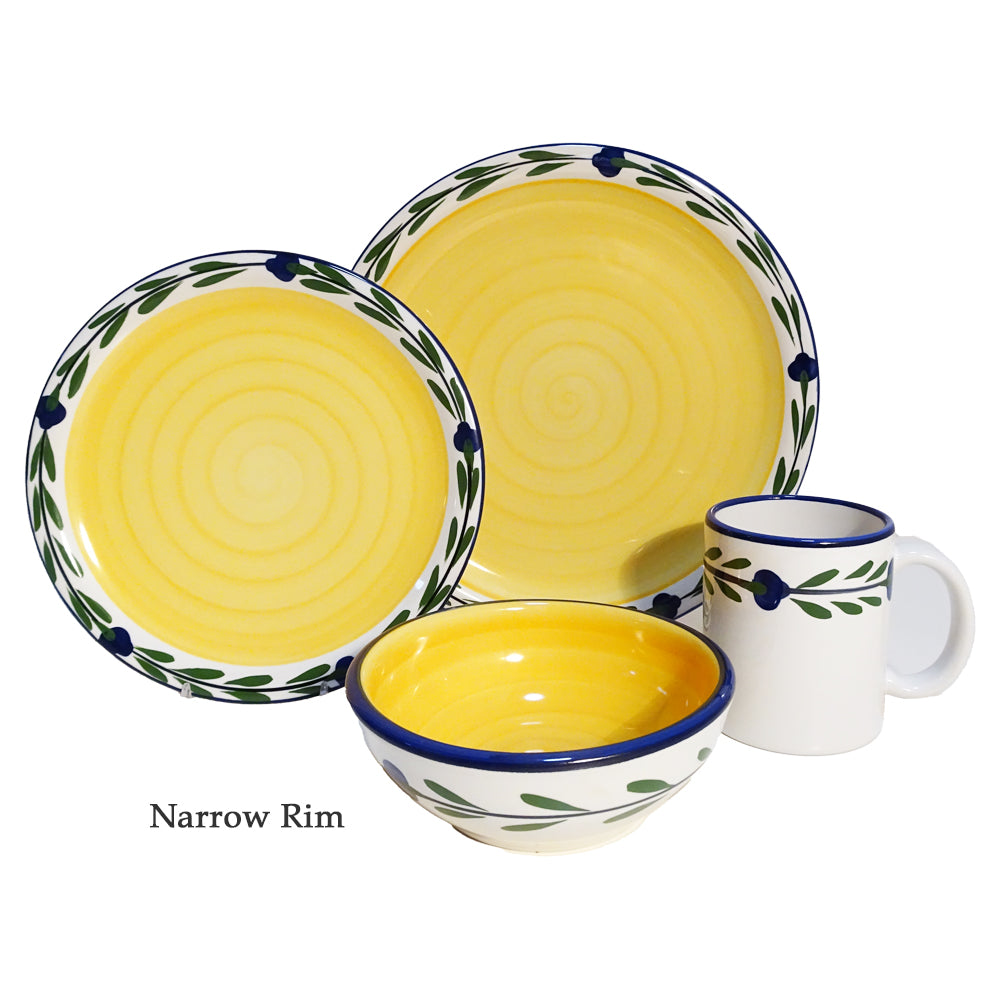 Dinnerware Set - 4 piece - White & Yellow & Blue & Green | Bella Flora