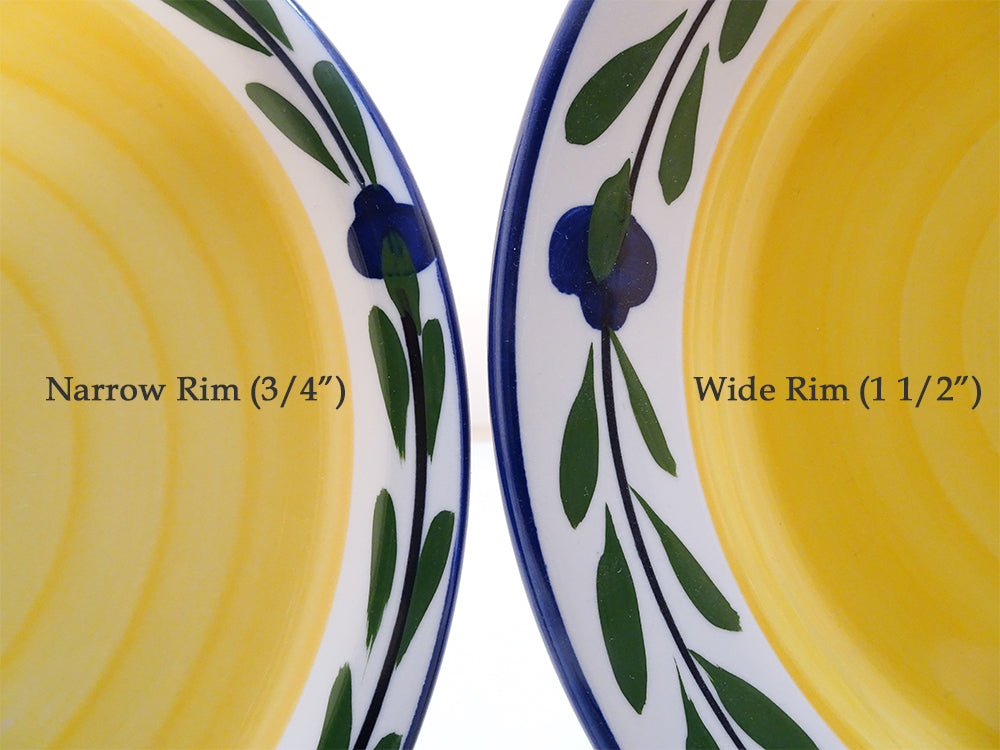 Salad Plate Set - Set of 4 - White & Yellow & Blue & Green | Bella Flora