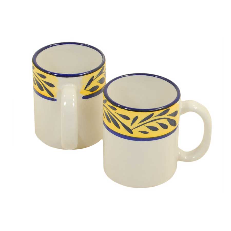 Mug set set of 4 white blue yellow country french