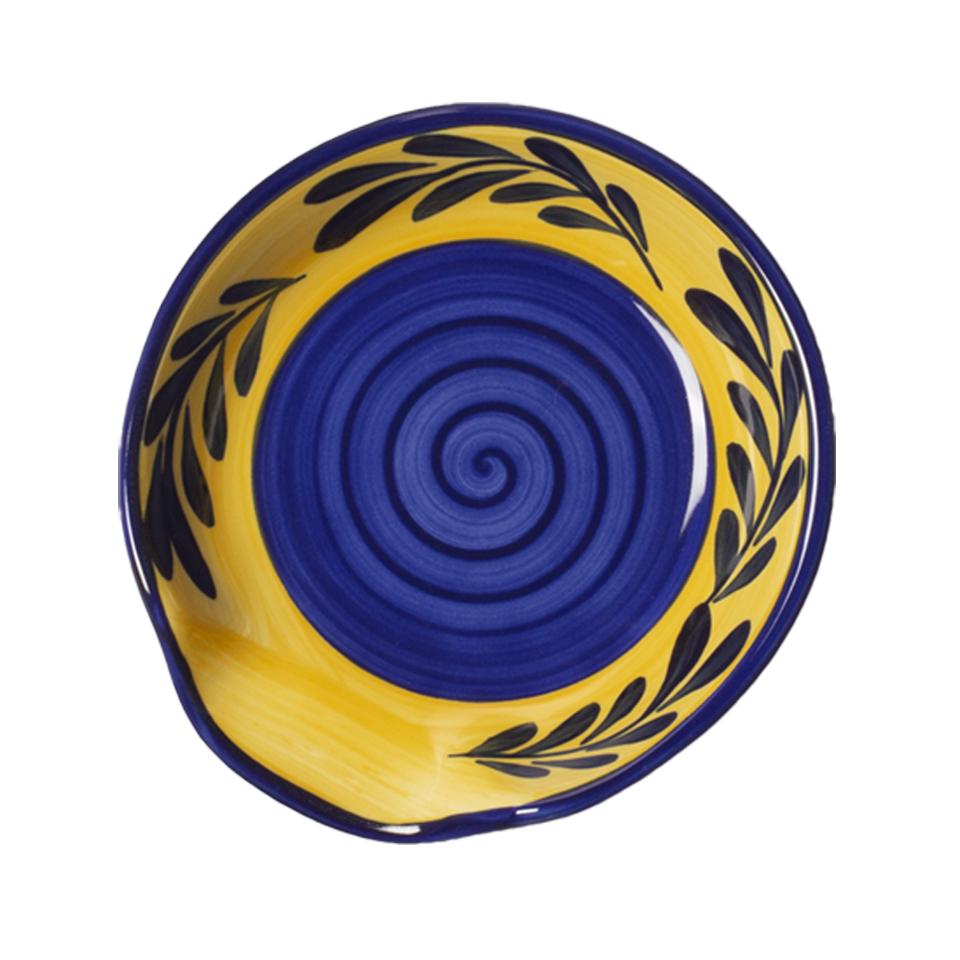 Blue yellow ceramic spoon rest country french