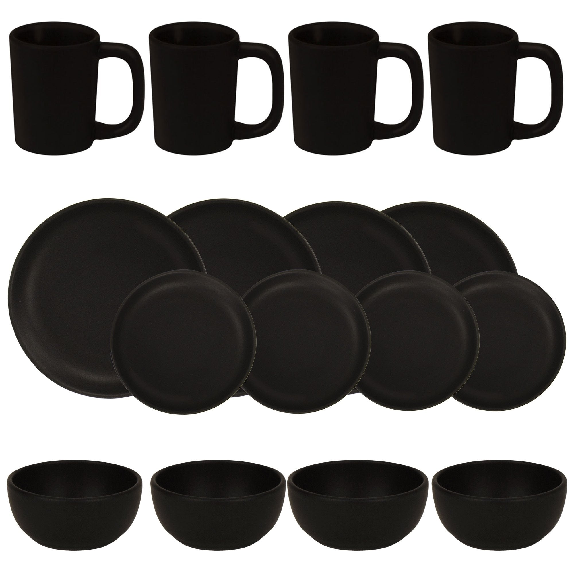 Dinnerware set 16 piece matte black matte black