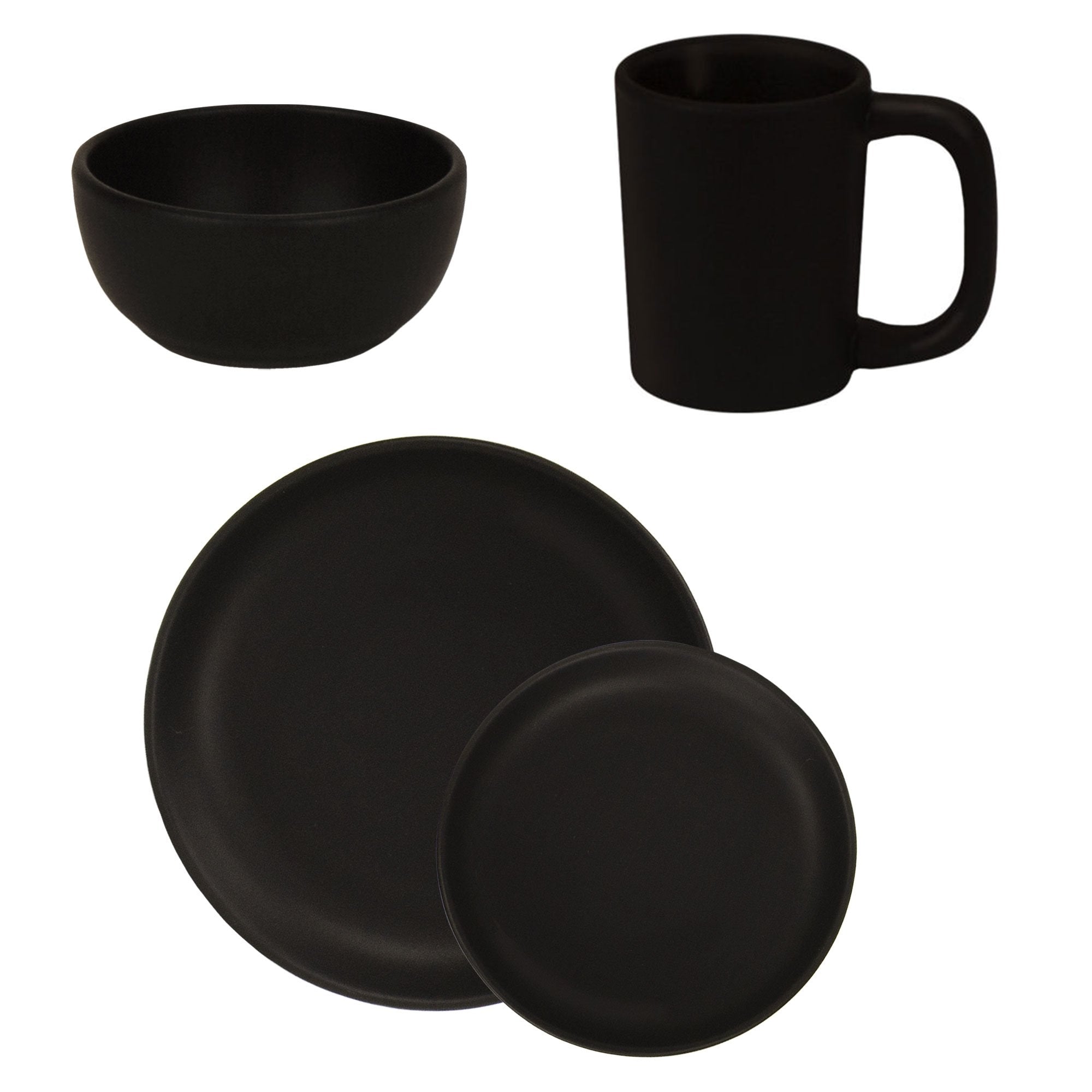 Dinnerware set 4 piece matte black matte black