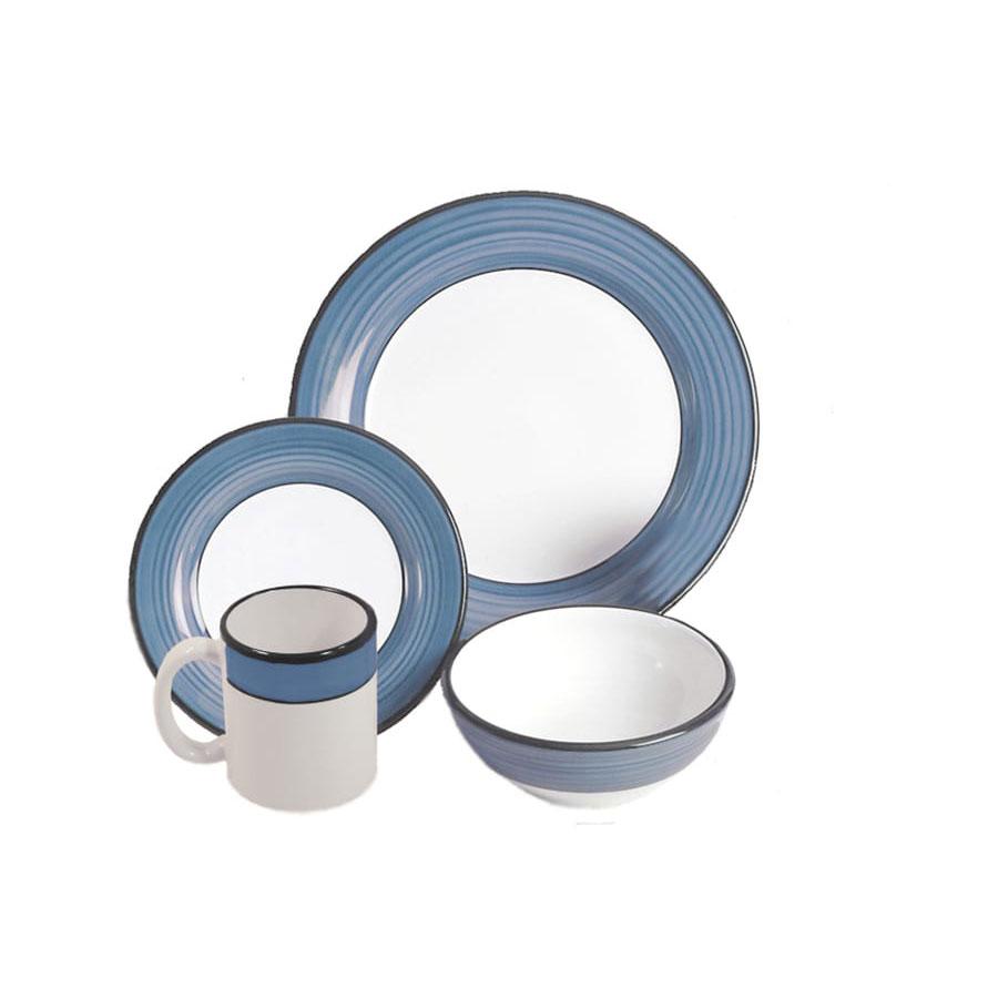 Dinnerware Set - 4 piece -White & Blue | Spree Pattern