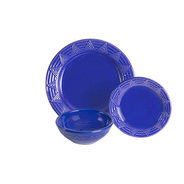 Dinnerware Set - 3 piece - Blue | Aztec Pattern