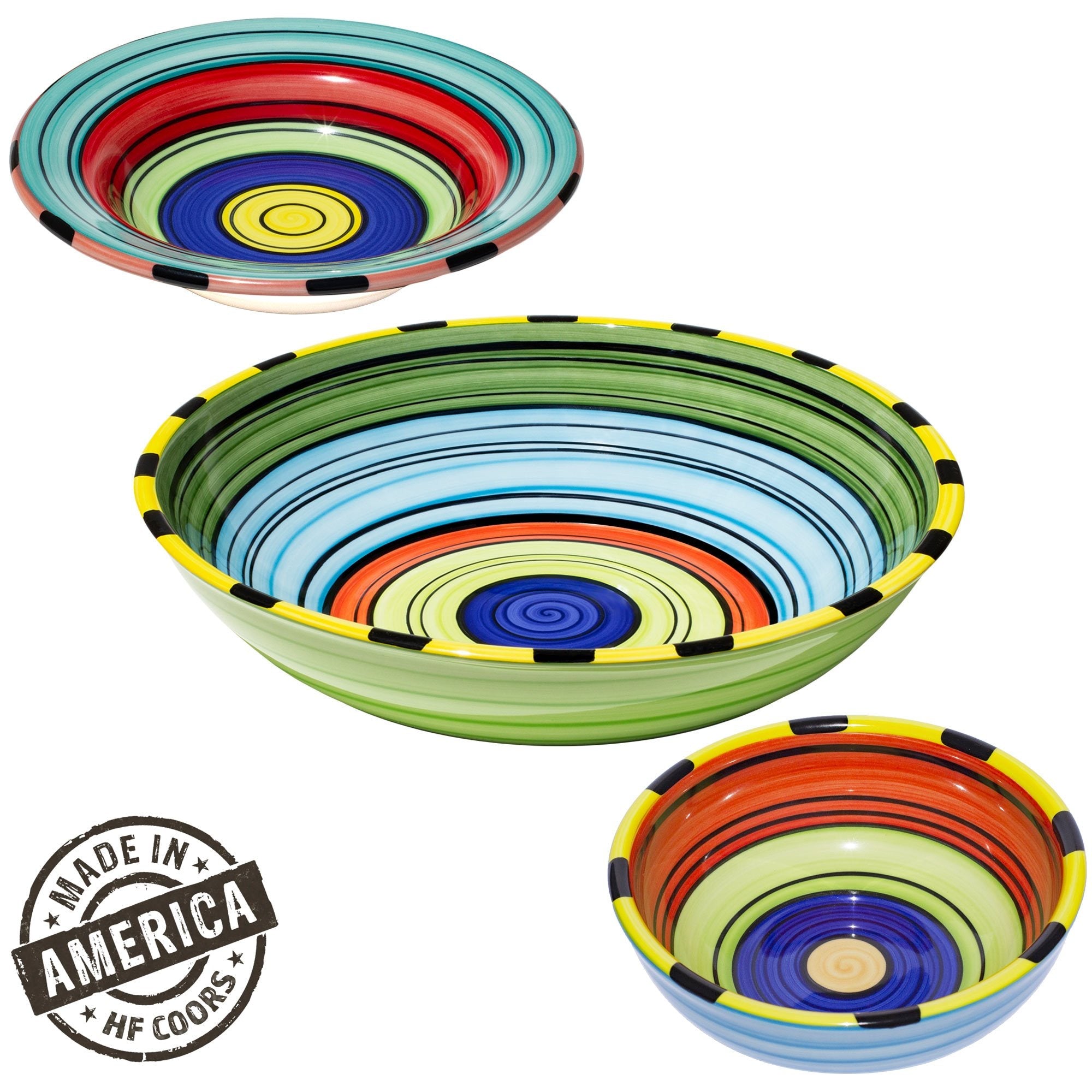 serving bowl colorful striped acapulco