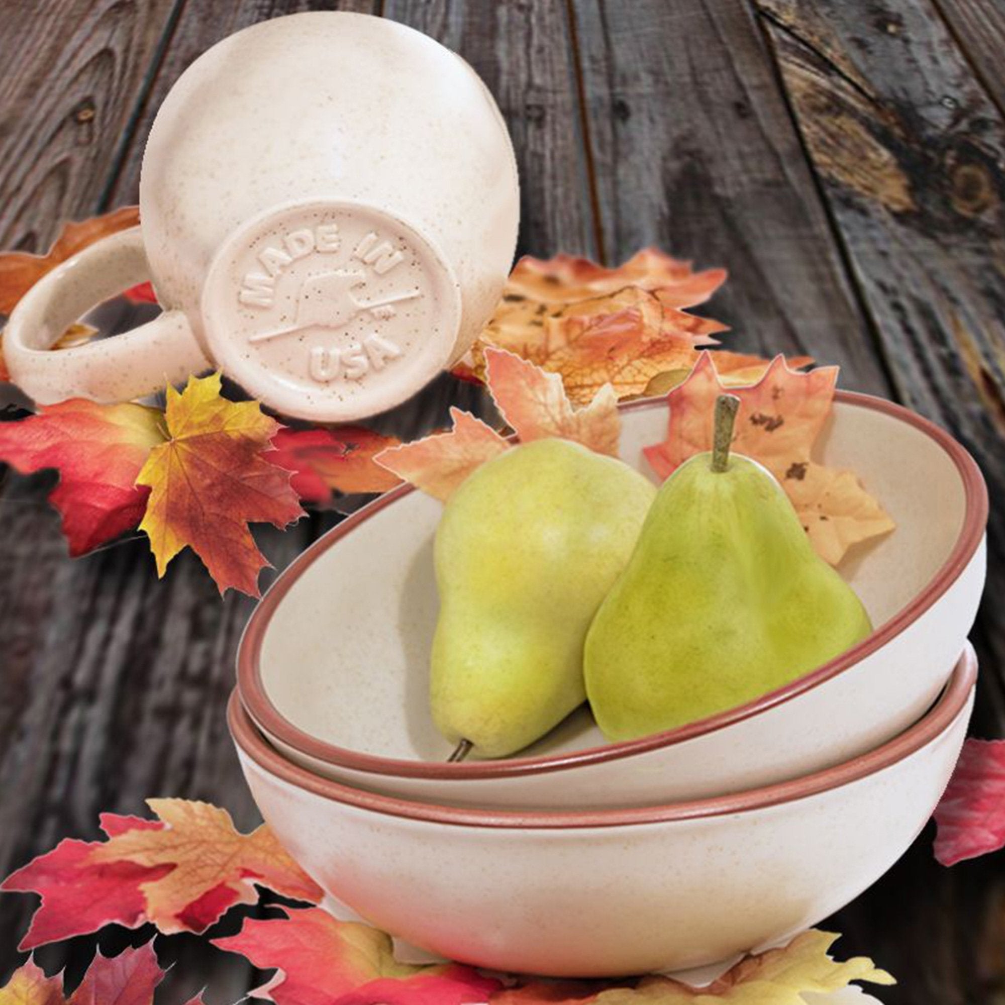 Serving bowl beige with brown della terra
