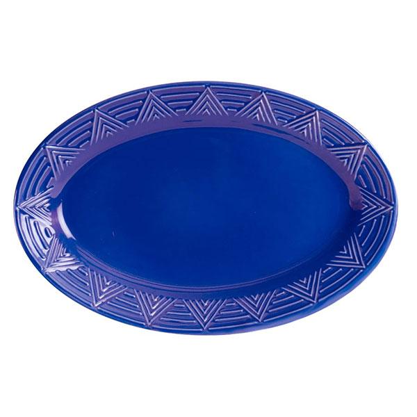 Oval Serving Platter - Blue | Aztec Pattern