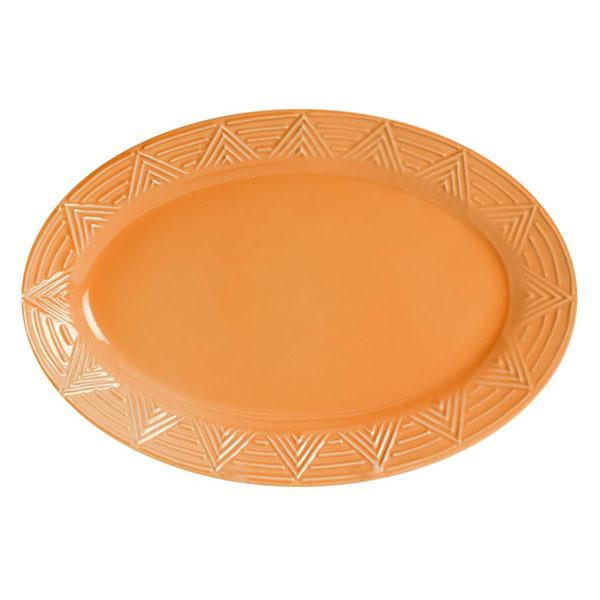 Oval serving platter orange aztec