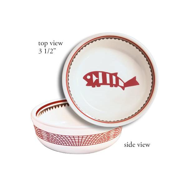 Ramekin mimbreno fish white maroon mimbreno