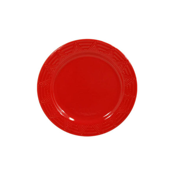 Salad Plate Set - Set of 4 - Red  | Aztec Pattern