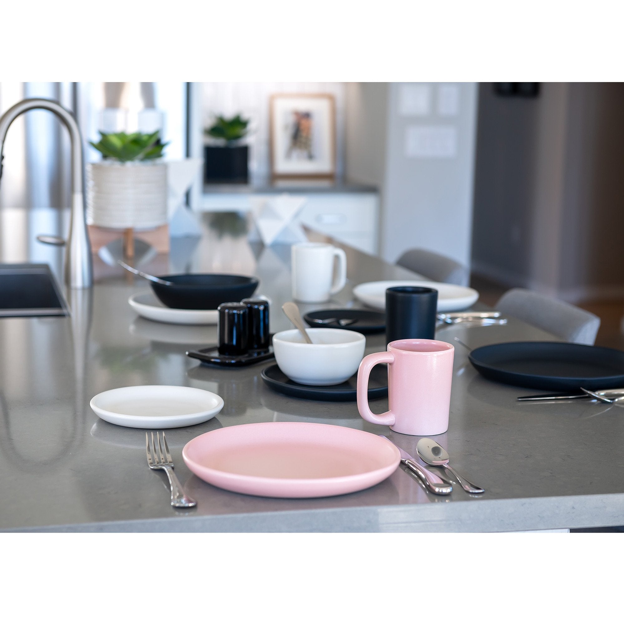 Couped large dinner plate set set of 4 matte black matte black