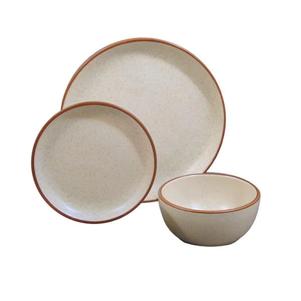 Dinnerware Set - 12 piece -Beige & Brown | Della Terra