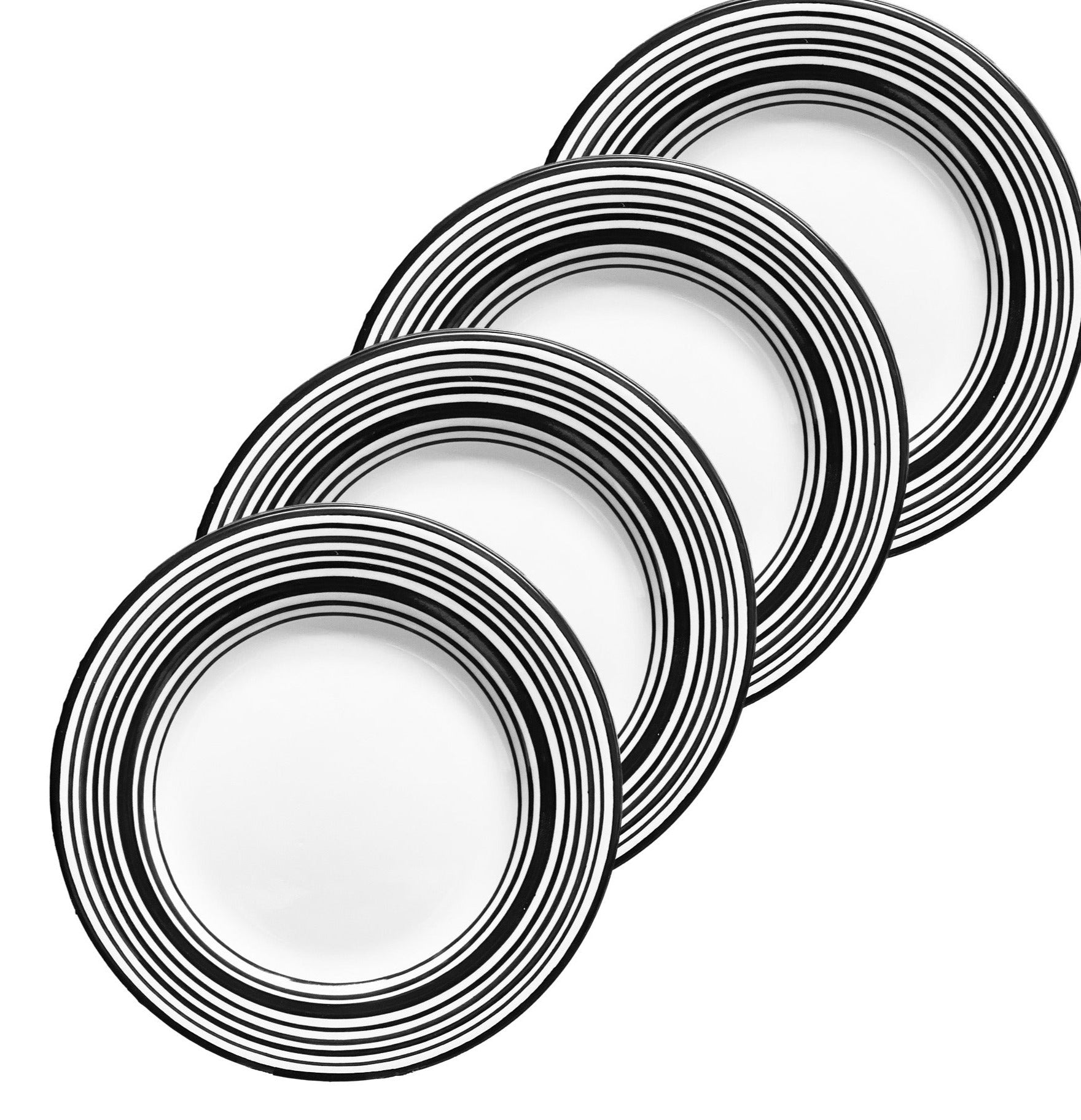 Dessert Plate Set - Set of 4 - White & Black | Tuxedo 7" Diameter