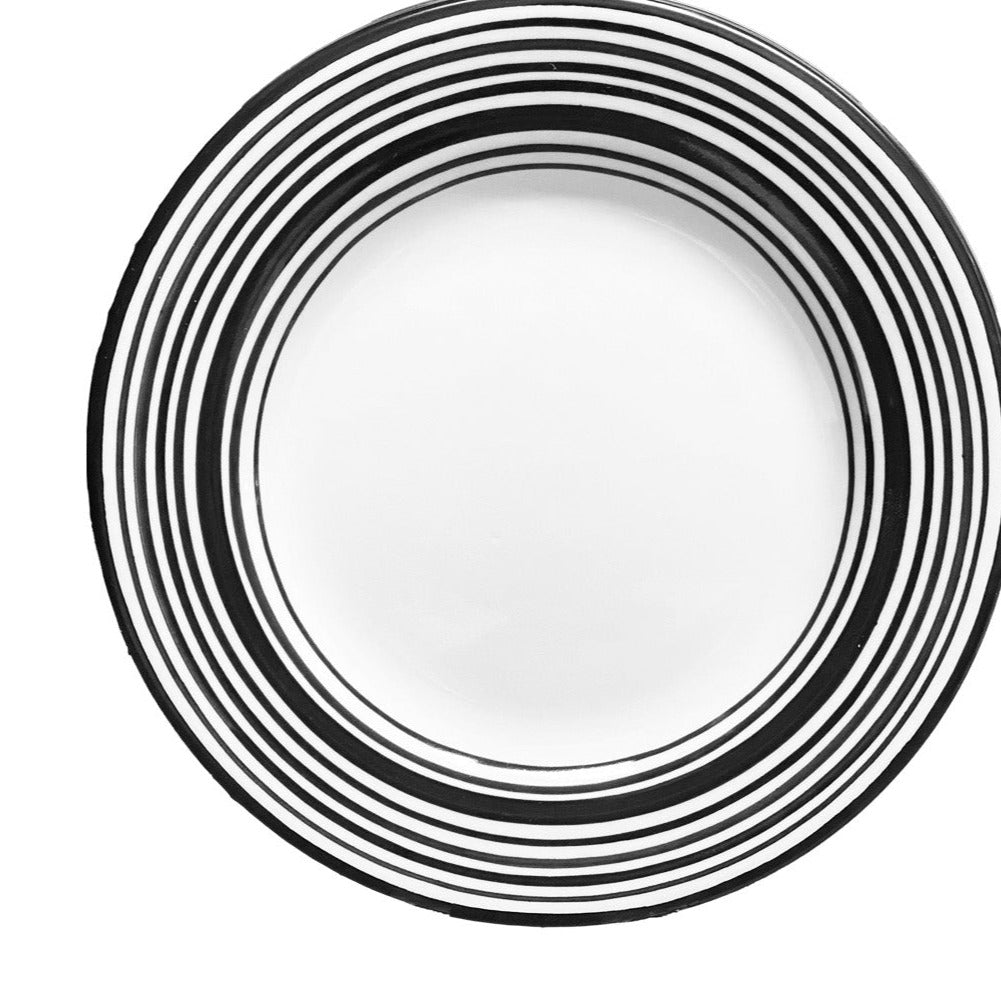 Dessert Plate Set - Set of 4 - White & Black | Tuxedo 7" Diameter
