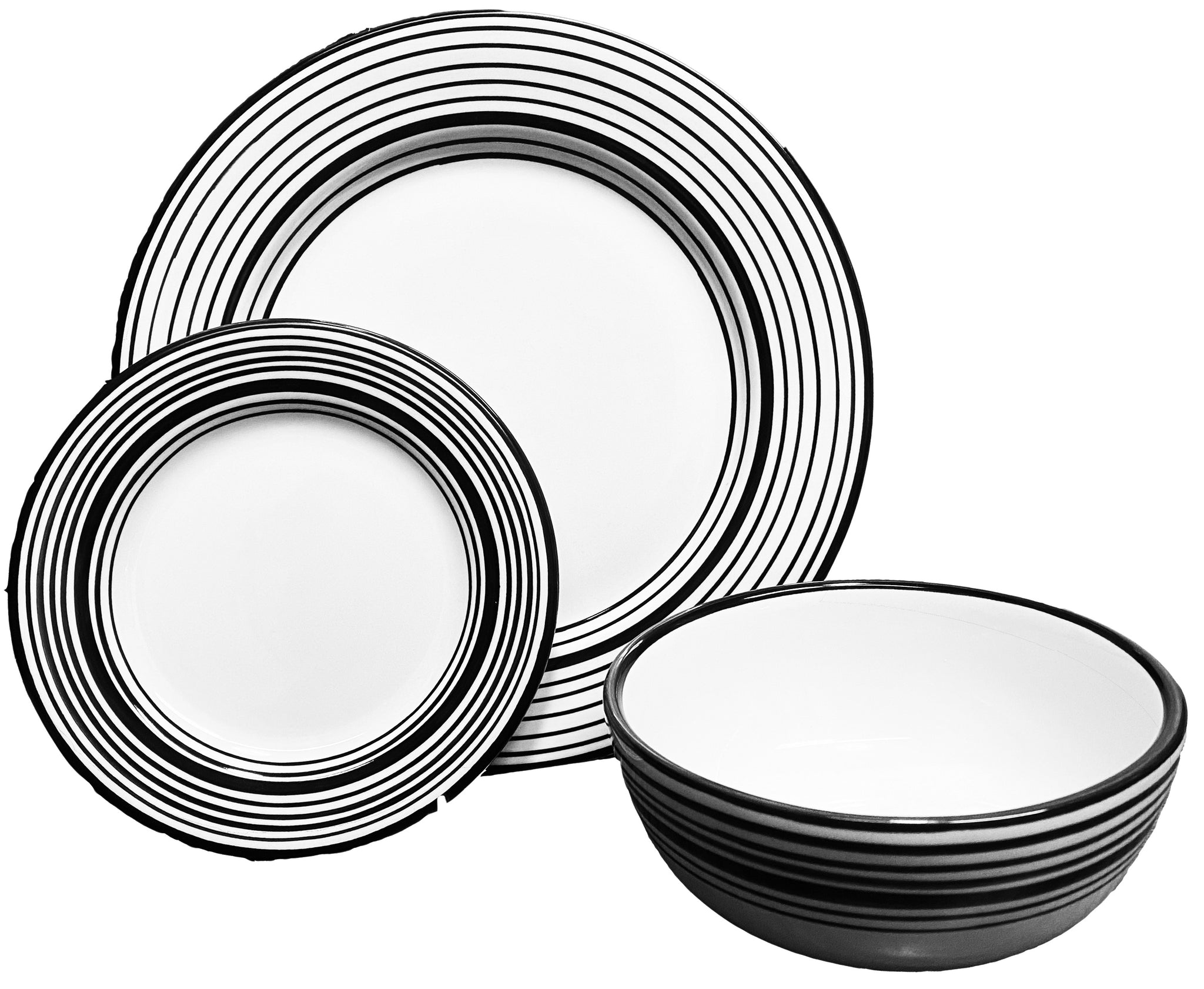 HF Coors - Dinnerware Set 3 piece White & Black | Tuxedo