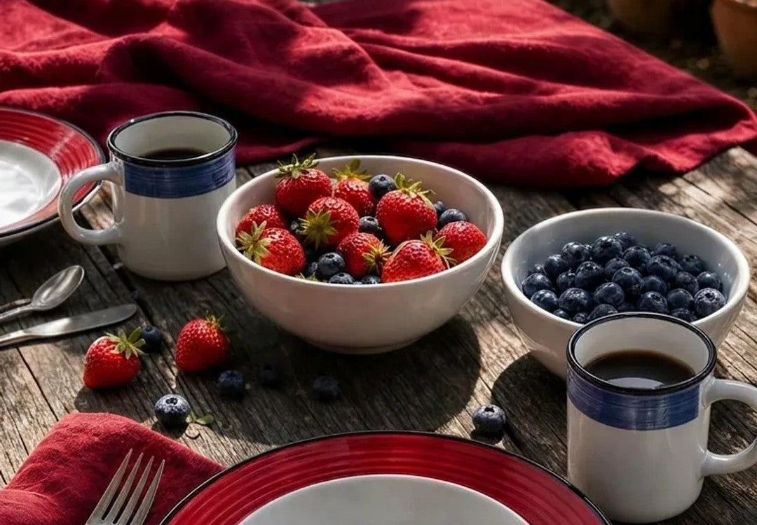 American Table Collection Banner - Red white and blue dinnerware