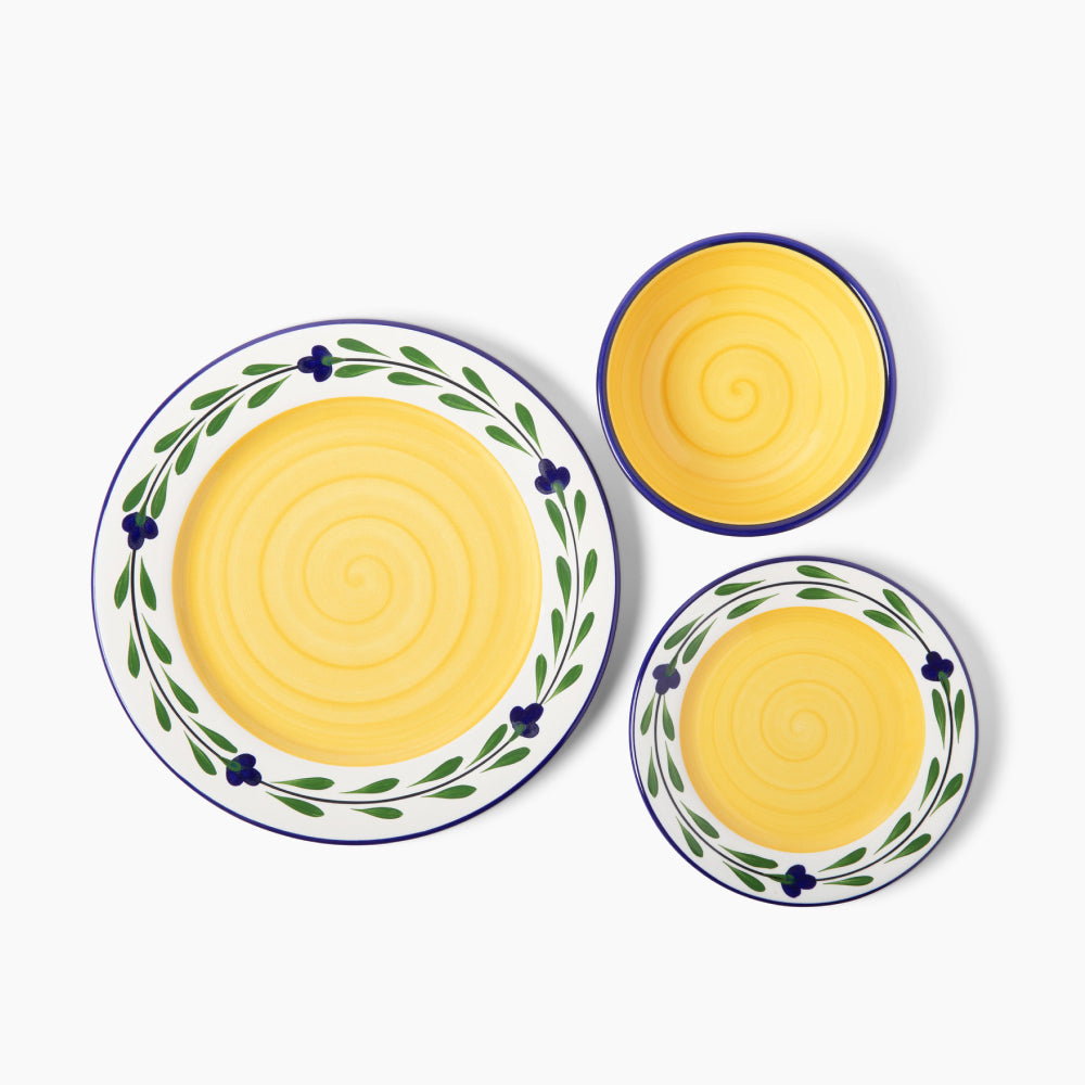 Dinnerware Set - 3 piece - White & Yellow & Blue & Green | Bella Flora