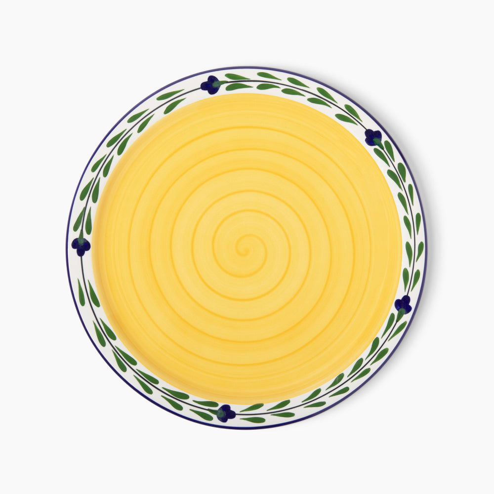 Round Serving Platter - White & Yellow & Blue & Green | Bella Flora