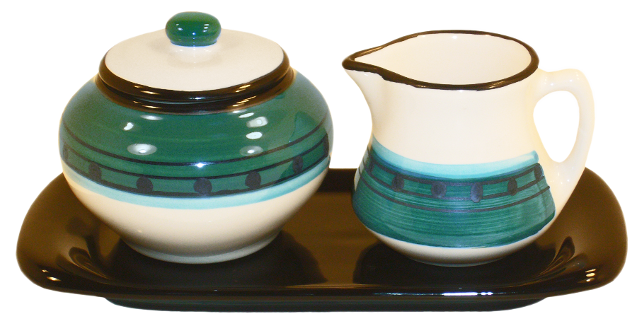 Sugar and Creamer Set - Blue and Green  | Carousel Pattern