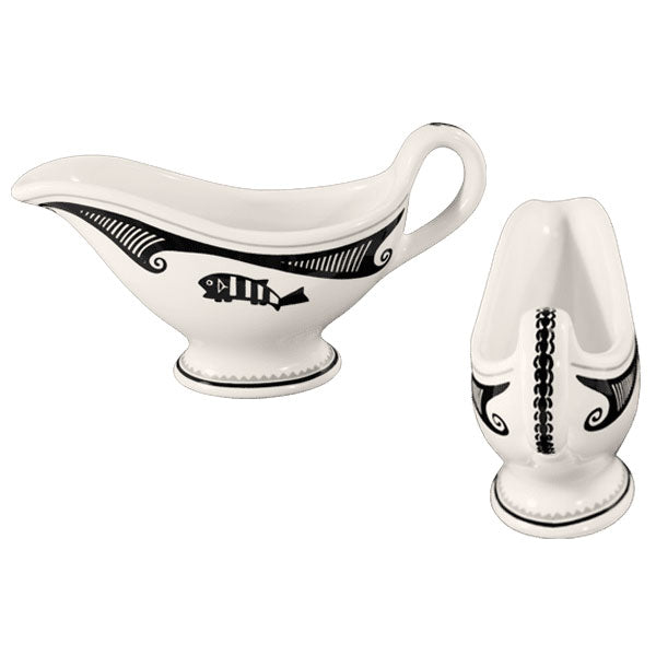 White & Black Gravy Boat | Mimbreño