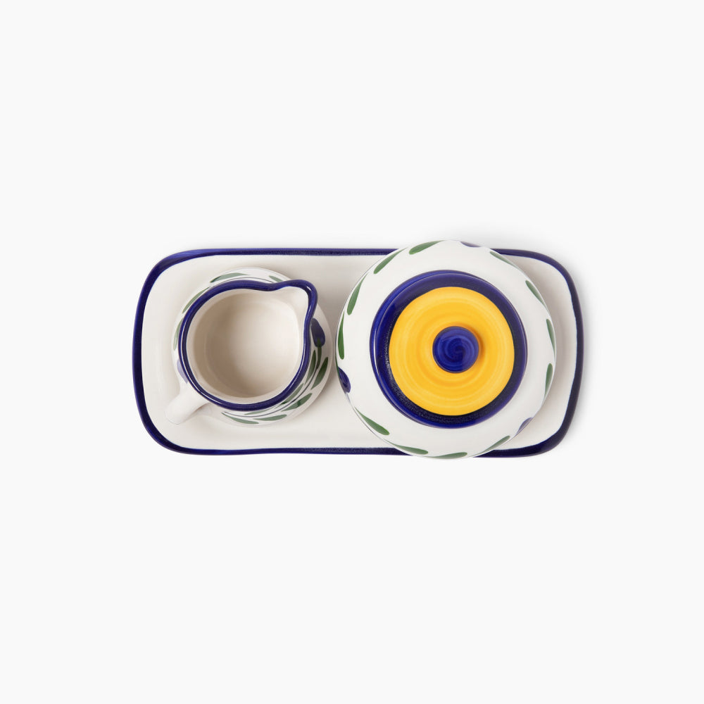 Sugar and Creamer Set - White & Yellow & Blue & Green | Bella Flora