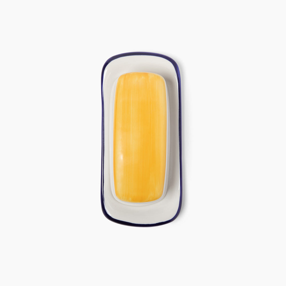 Yellow & White Butter Dish | Bella Flora