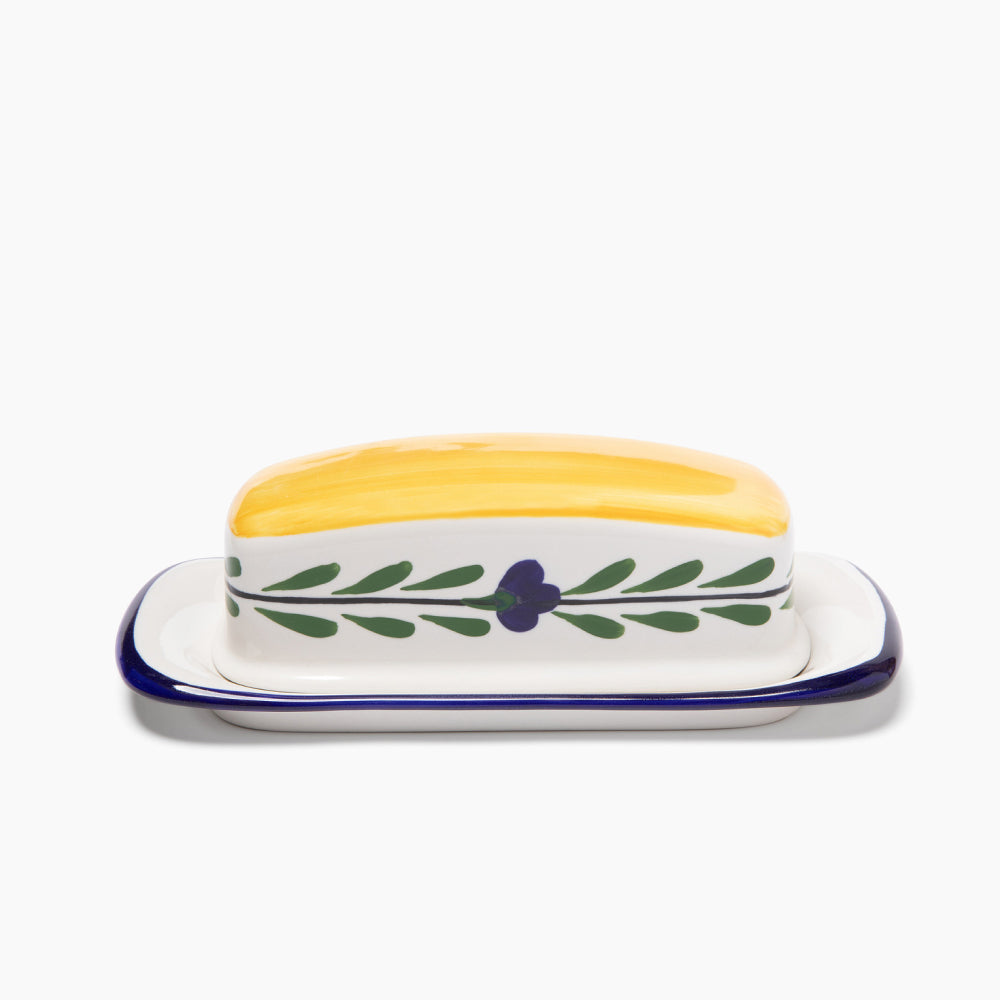 Yellow & White Butter Dish | Bella Flora