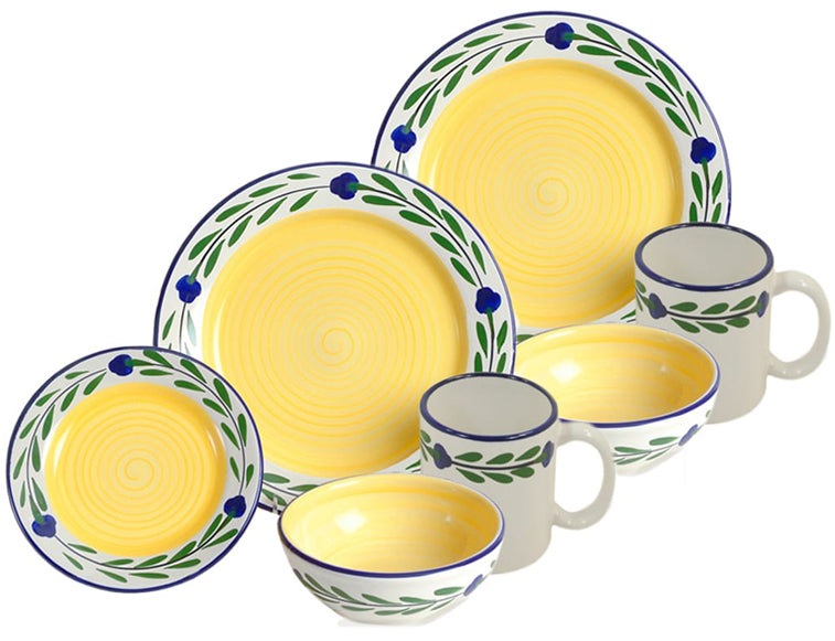 Dinnerware Set - 8 piece - White & Yellow & Blue & Green | Bella Flora