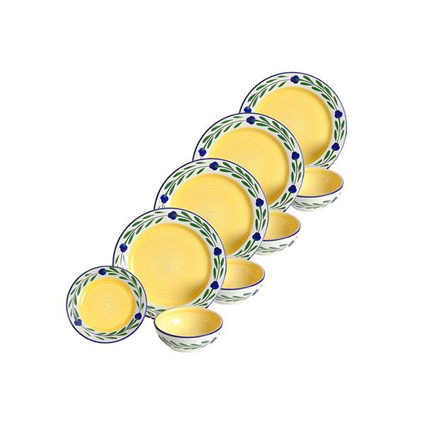 Dinnerware Set - 12 piece - White & Yellow & Blue & Green | Bella Flora