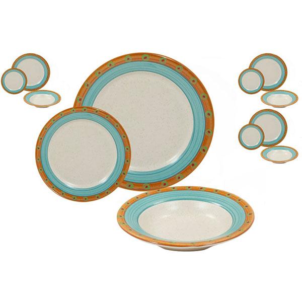 Dinnerware Set - 12 piece -Turquoise & Burnt Orange | Sedona