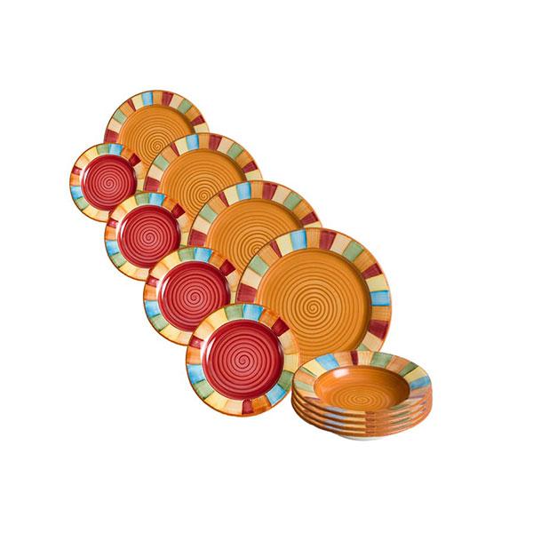 Dinnerware Set - 12 piece -Colorful Striped | Serape