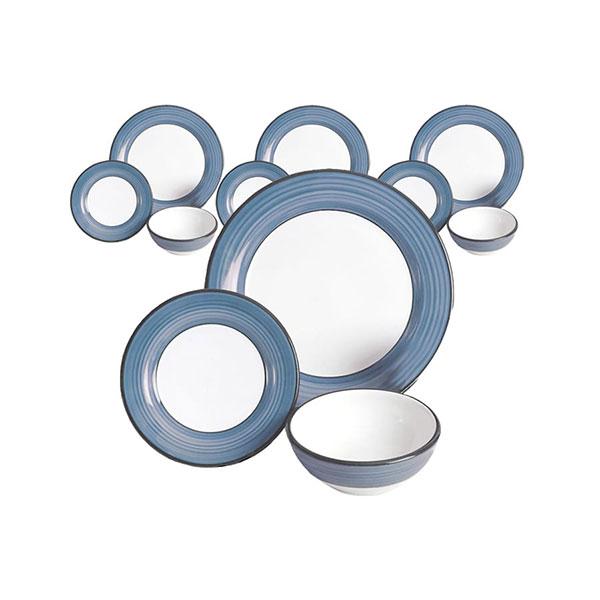 Dinnerware set 12 piece white blue spree pattern