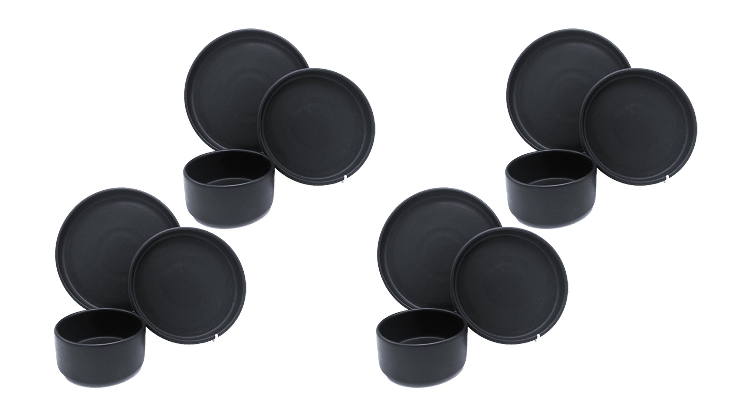 American Modern Dinnerware Set - 12 piece - Matte Black