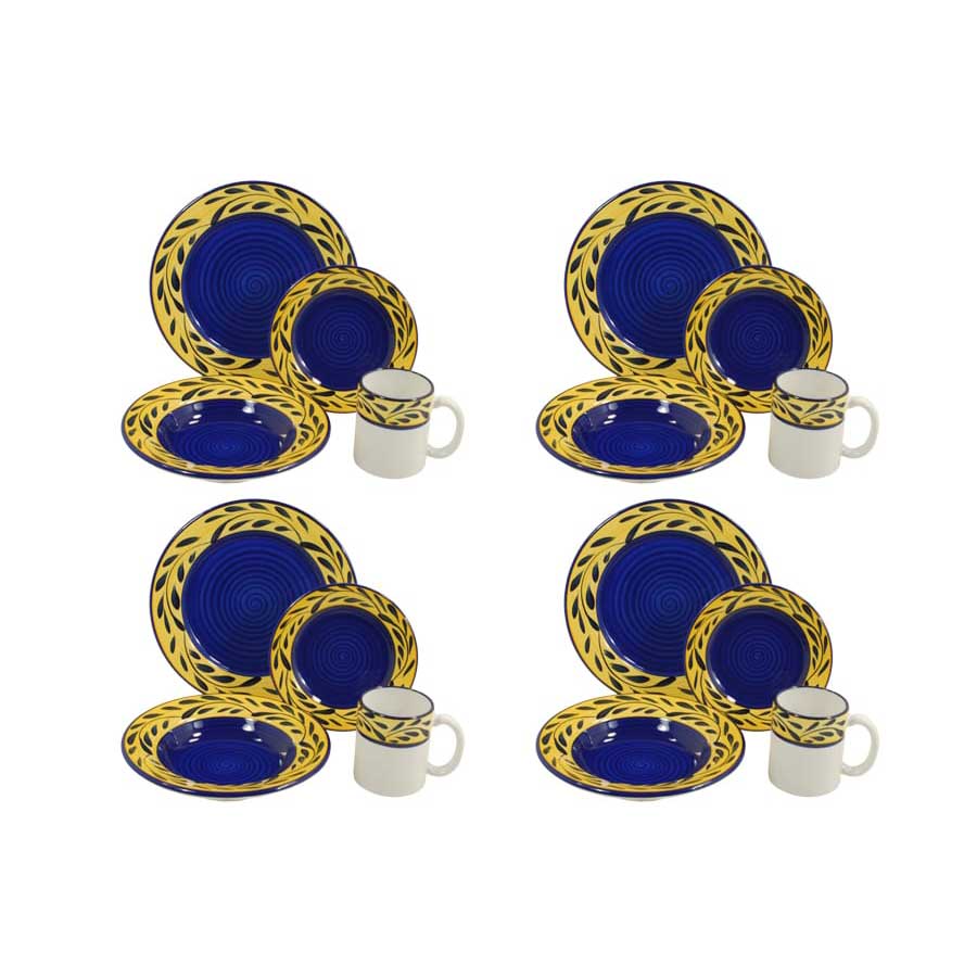 Dinnerware Set - 16 piece -Blue & Yellow | Country French