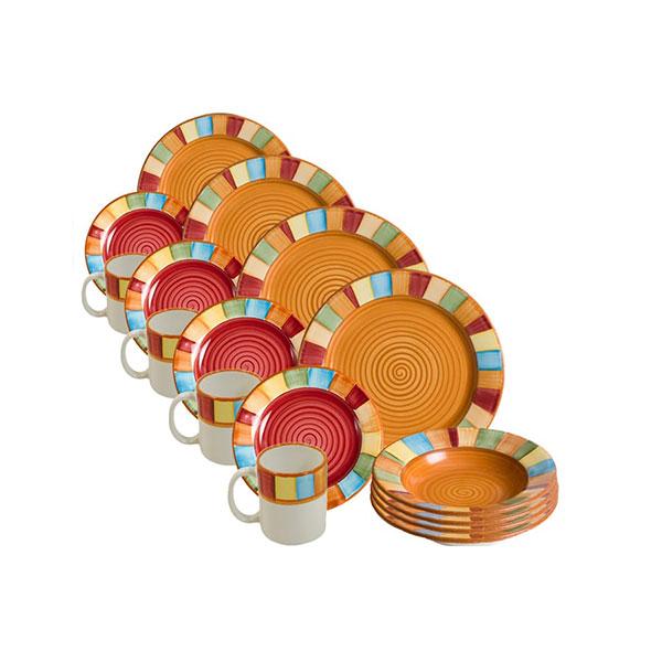 Dinnerware set 16 piece colorful striped serape
