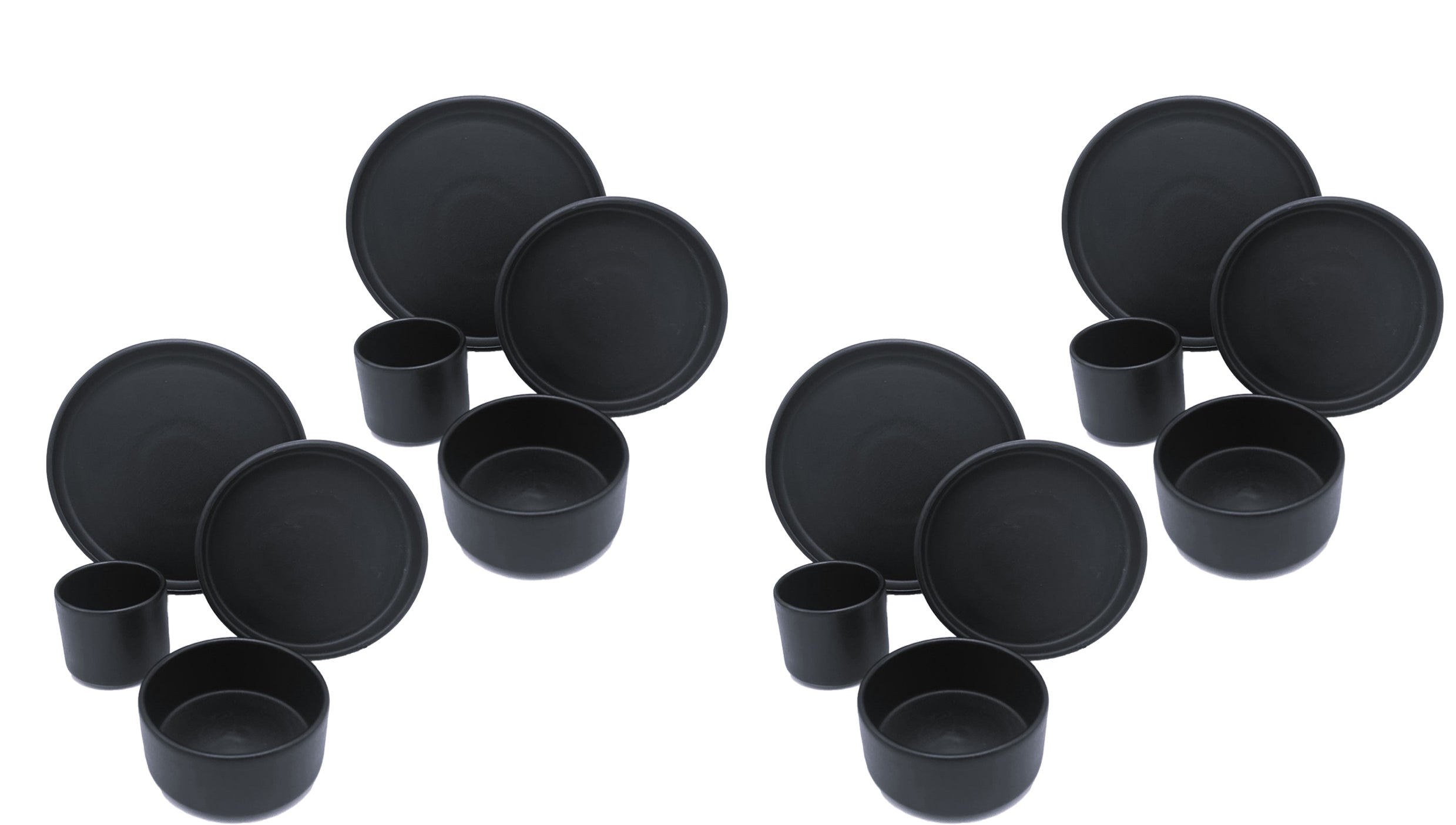 American Modern Dinnerware Set - 16 piece - Matte Black