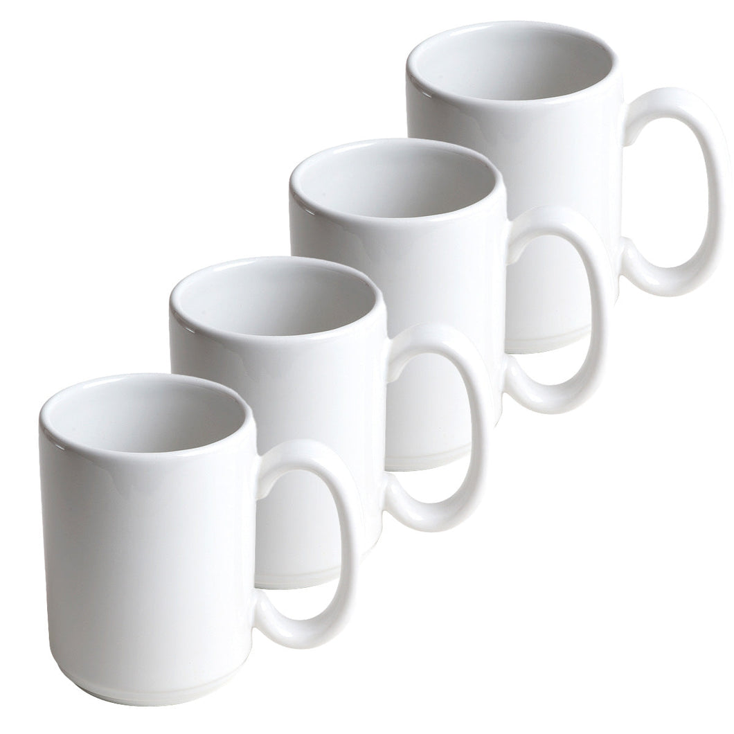 Mug Set -Set of 4 - American White | Solid Color 15 oz