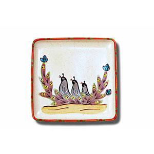 Square Platter - Three Quail | Sonoran Desert