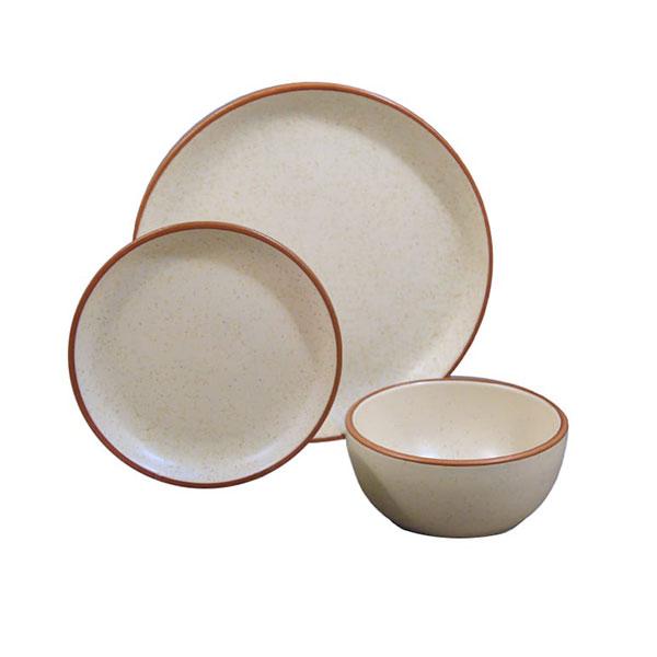 Dinnerware set 3 piece beige brown della terra