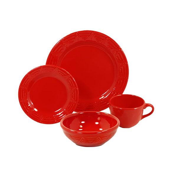 Dinnerware Set - 4 piece - Red | Aztec Pattern