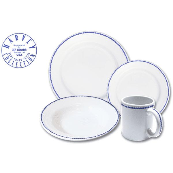 Dinnerware Set - 4 piece -White & Blue | Fred Harvey Blue Chain